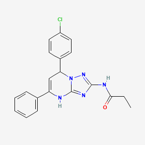 molecular formula C20H18ClN5O B11326177 N-[7-(4-chlorophenyl)-5-phenyl-3,7-dihydro[1,2,4]triazolo[1,5-a]pyrimidin-2-yl]propanamide 