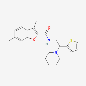 molecular formula C22H26N2O2S B11326185 3,6-dimethyl-N-[2-(piperidin-1-yl)-2-(thiophen-2-yl)ethyl]-1-benzofuran-2-carboxamide 