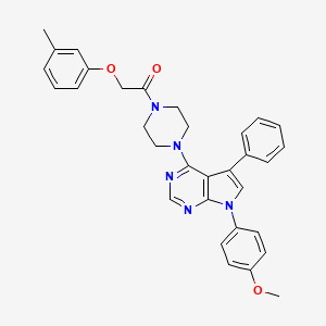 1-{4-[7-(4-methoxyphenyl)-5-phenyl-7H-pyrrolo[2,3-d]pyrimidin-4-yl]piperazin-1-yl}-2-(3-methylphenoxy)ethanone