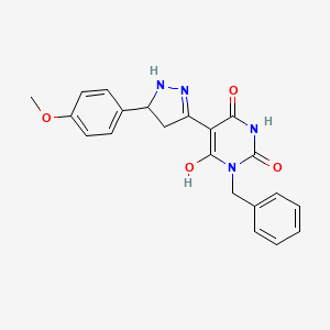 (5Z)-3-benzyl-6-hydroxy-5-[5-(4-methoxyphenyl)pyrazolidin-3-ylidene]pyrimidine-2,4(3H,5H)-dione