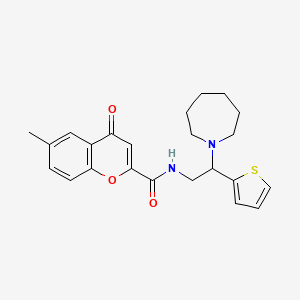 molecular formula C23H26N2O3S B11326305 N-[2-(azepan-1-yl)-2-(thiophen-2-yl)ethyl]-6-methyl-4-oxo-4H-chromene-2-carboxamide 