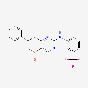 molecular formula C22H18F3N3O B11326318 4-methyl-7-phenyl-2-{[3-(trifluoromethyl)phenyl]amino}-7,8-dihydroquinazolin-5(6H)-one 