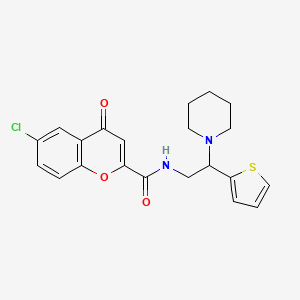 molecular formula C21H21ClN2O3S B11326320 6-chloro-4-oxo-N-[2-(piperidin-1-yl)-2-(thiophen-2-yl)ethyl]-4H-chromene-2-carboxamide 