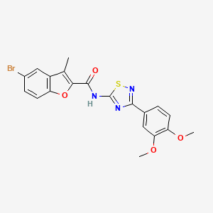 molecular formula C20H16BrN3O4S B11326395 5-bromo-N-[3-(3,4-dimethoxyphenyl)-1,2,4-thiadiazol-5-yl]-3-methyl-1-benzofuran-2-carboxamide 