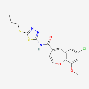 molecular formula C17H16ClN3O3S2 B11326404 7-chloro-9-methoxy-N-[5-(propylsulfanyl)-1,3,4-thiadiazol-2-yl]-1-benzoxepine-4-carboxamide 