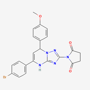 molecular formula C22H18BrN5O3 B11326459 1-[5-(4-Bromophenyl)-7-(4-methoxyphenyl)-3,7-dihydro[1,2,4]triazolo[1,5-a]pyrimidin-2-yl]pyrrolidine-2,5-dione 