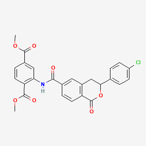 dimethyl 2-({[3-(4-chlorophenyl)-1-oxo-3,4-dihydro-1H-isochromen-6-yl]carbonyl}amino)benzene-1,4-dicarboxylate