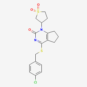 4-[(4-chlorobenzyl)sulfanyl]-1-(1,1-dioxidotetrahydrothiophen-3-yl)-1,5,6,7-tetrahydro-2H-cyclopenta[d]pyrimidin-2-one