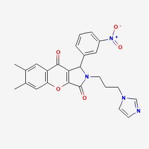 2-[3-(1H-imidazol-1-yl)propyl]-6,7-dimethyl-1-(3-nitrophenyl)-1,2-dihydrochromeno[2,3-c]pyrrole-3,9-dione