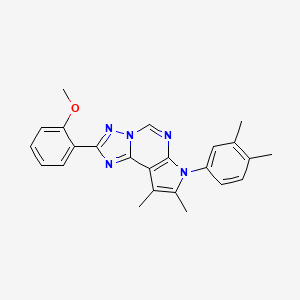 molecular formula C24H23N5O B11326615 2-[7-(3,4-Dimethylphenyl)-8,9-dimethyl-7H-pyrrolo[3,2-E][1,2,4]triazolo[1,5-C]pyrimidin-2-YL]phenyl methyl ether 