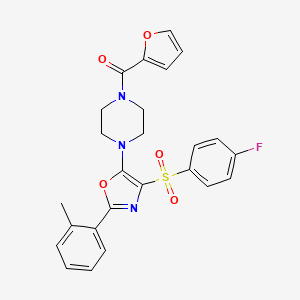 (4-{4-[(4-Fluorophenyl)sulfonyl]-2-(2-methylphenyl)-1,3-oxazol-5-yl}piperazin-1-yl)(furan-2-yl)methanone