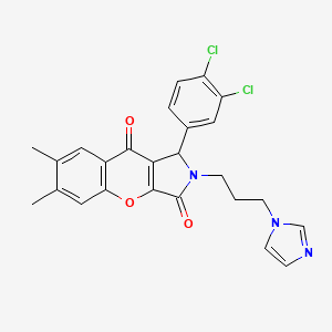 molecular formula C25H21Cl2N3O3 B11326672 1-(3,4-dichlorophenyl)-2-[3-(1H-imidazol-1-yl)propyl]-6,7-dimethyl-1,2-dihydrochromeno[2,3-c]pyrrole-3,9-dione 