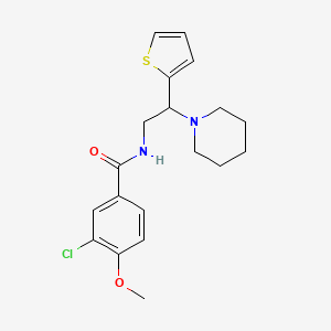 molecular formula C19H23ClN2O2S B11326673 3-chloro-4-methoxy-N-[2-(piperidin-1-yl)-2-(thiophen-2-yl)ethyl]benzamide 