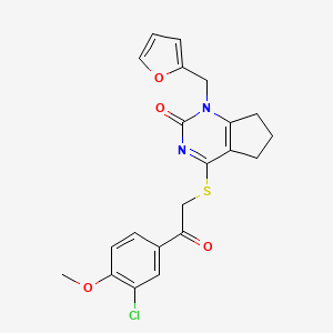 4-{[2-(3-chloro-4-methoxyphenyl)-2-oxoethyl]sulfanyl}-1-(furan-2-ylmethyl)-1,5,6,7-tetrahydro-2H-cyclopenta[d]pyrimidin-2-one