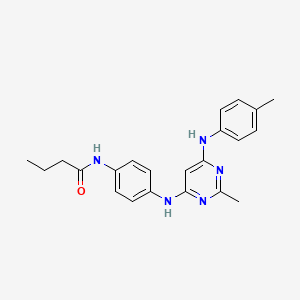 molecular formula C22H25N5O B11326726 N-[4-({2-methyl-6-[(4-methylphenyl)amino]pyrimidin-4-yl}amino)phenyl]butanamide 