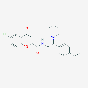 molecular formula C26H29ClN2O3 B11326760 6-Chloro-4-oxo-N-[2-(piperidin-1-YL)-2-[4-(propan-2-YL)phenyl]ethyl]-4H-chromene-2-carboxamide 