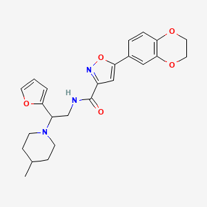 5-(2,3-dihydro-1,4-benzodioxin-6-yl)-N-[2-(furan-2-yl)-2-(4-methylpiperidin-1-yl)ethyl]-1,2-oxazole-3-carboxamide