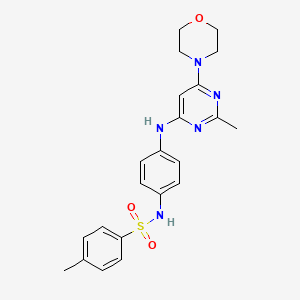 molecular formula C22H25N5O3S B11326796 4-methyl-N-(4-((2-methyl-6-morpholinopyrimidin-4-yl)amino)phenyl)benzenesulfonamide 