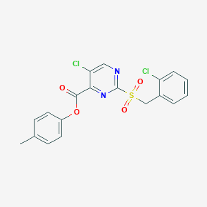 molecular formula C19H14Cl2N2O4S B11326833 4-Methylphenyl 5-chloro-2-[(2-chlorobenzyl)sulfonyl]pyrimidine-4-carboxylate 