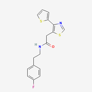 molecular formula C17H15FN2OS2 B11326904 N-(4-Fluorophenethyl)-2-(4-(thiophen-2-yl)thiazol-5-yl)acetamide 