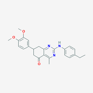 molecular formula C25H27N3O3 B11326967 7-(3,4-dimethoxyphenyl)-2-[(4-ethylphenyl)amino]-4-methyl-7,8-dihydroquinazolin-5(6H)-one 