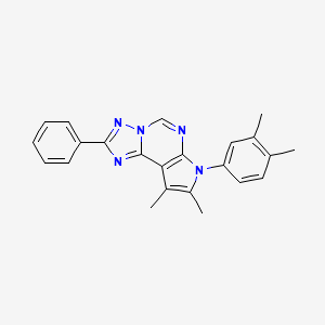 molecular formula C23H21N5 B11327027 7-(3,4-dimethylphenyl)-8,9-dimethyl-2-phenyl-7H-pyrrolo[3,2-e][1,2,4]triazolo[1,5-c]pyrimidine 