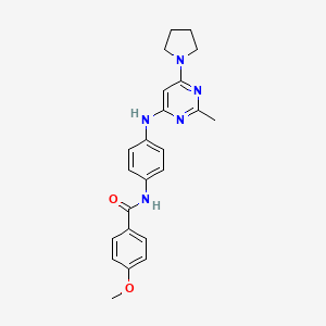 molecular formula C23H25N5O2 B11327126 4-Methoxy-N-(4-{[2-methyl-6-(pyrrolidin-1-YL)pyrimidin-4-YL]amino}phenyl)benzamide 