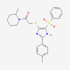 2-{[2-(4-methylphenyl)-4-(phenylsulfonyl)-1H-imidazol-5-yl]sulfanyl}-1-(2-methylpiperidin-1-yl)ethanone