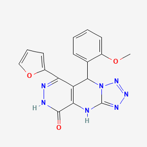 10-(furan-2-yl)-8-(2-methoxyphenyl)-2,4,5,6,7,11,12-heptazatricyclo[7.4.0.03,7]trideca-1(9),3,5,10-tetraen-13-one