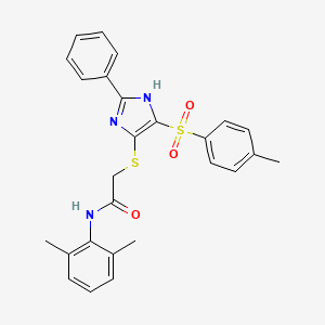 molecular formula C26H25N3O3S2 B11327229 N-(2,6-dimethylphenyl)-2-({4-[(4-methylphenyl)sulfonyl]-2-phenyl-1H-imidazol-5-yl}sulfanyl)acetamide 