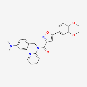 molecular formula C26H24N4O4 B11327269 5-(2,3-dihydro-1,4-benzodioxin-6-yl)-N-[4-(dimethylamino)benzyl]-N-(pyridin-2-yl)-1,2-oxazole-3-carboxamide 