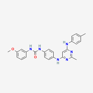 molecular formula C26H26N6O2 B11327308 1-(3-Methoxyphenyl)-3-(4-((2-methyl-6-(p-tolylamino)pyrimidin-4-yl)amino)phenyl)urea 