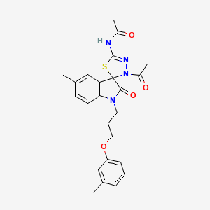 N-{3'-acetyl-5-methyl-1-[3-(3-methylphenoxy)propyl]-2-oxo-1,2-dihydro-3'H-spiro[indole-3,2'-[1,3,4]thiadiazol]-5'-yl}acetamide