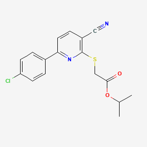 molecular formula C17H15ClN2O2S B11327429 Propan-2-yl {[6-(4-chlorophenyl)-3-cyanopyridin-2-yl]sulfanyl}acetate 