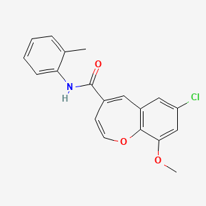 molecular formula C19H16ClNO3 B11327453 7-chloro-9-methoxy-N-(2-methylphenyl)-1-benzoxepine-4-carboxamide 