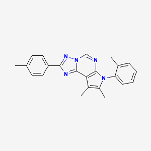 molecular formula C23H21N5 B11327489 8,9-dimethyl-7-(2-methylphenyl)-2-(4-methylphenyl)-7H-pyrrolo[3,2-e][1,2,4]triazolo[1,5-c]pyrimidine 