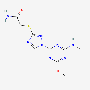 molecular formula C9H12N8O2S B11327496 2-({1-[4-methoxy-6-(methylamino)-1,3,5-triazin-2-yl]-1H-1,2,4-triazol-3-yl}sulfanyl)acetamide 