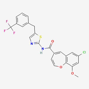 molecular formula C23H16ClF3N2O3S B11327592 7-chloro-9-methoxy-N-{5-[3-(trifluoromethyl)benzyl]-1,3-thiazol-2-yl}-1-benzoxepine-4-carboxamide 