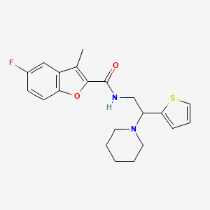 molecular formula C21H23FN2O2S B11327599 5-fluoro-3-methyl-N-[2-(piperidin-1-yl)-2-(thiophen-2-yl)ethyl]-1-benzofuran-2-carboxamide 