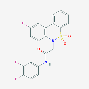 molecular formula C20H13F3N2O3S B11327664 N-(3,4-difluorophenyl)-2-(9-fluoro-5,5-dioxido-6H-dibenzo[c,e][1,2]thiazin-6-yl)acetamide 