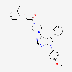 1-{4-[7-(4-methoxyphenyl)-5-phenyl-7H-pyrrolo[2,3-d]pyrimidin-4-yl]piperazin-1-yl}-2-(2-methylphenoxy)ethanone