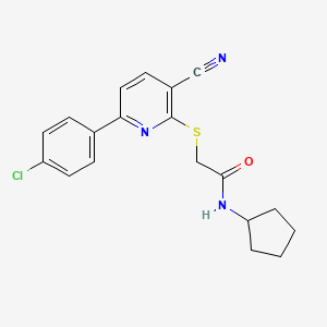 2-{[6-(4-chlorophenyl)-3-cyanopyridin-2-yl]sulfanyl}-N-cyclopentylacetamide