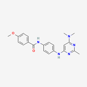 molecular formula C21H23N5O2 B11327697 N-(4-{[6-(dimethylamino)-2-methylpyrimidin-4-yl]amino}phenyl)-4-methoxybenzamide 