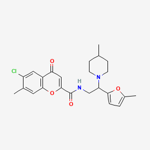 molecular formula C24H27ClN2O4 B11327703 6-chloro-7-methyl-N-[2-(5-methylfuran-2-yl)-2-(4-methylpiperidin-1-yl)ethyl]-4-oxo-4H-chromene-2-carboxamide 