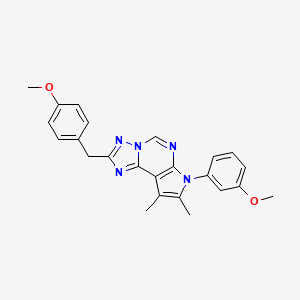 molecular formula C24H23N5O2 B11327717 2-(4-methoxybenzyl)-7-(3-methoxyphenyl)-8,9-dimethyl-7H-pyrrolo[3,2-e][1,2,4]triazolo[1,5-c]pyrimidine 