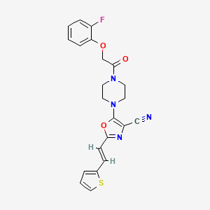 5-{4-[(2-fluorophenoxy)acetyl]piperazin-1-yl}-2-[(E)-2-(thiophen-2-yl)ethenyl]-1,3-oxazole-4-carbonitrile