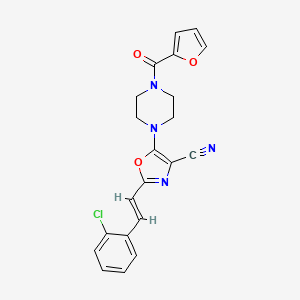 2-[(E)-2-(2-chlorophenyl)ethenyl]-5-[4-(furan-2-ylcarbonyl)piperazin-1-yl]-1,3-oxazole-4-carbonitrile