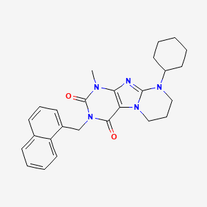 9-cyclohexyl-1-methyl-3-[(naphthalen-1-yl)methyl]-1H,2H,3H,4H,6H,7H,8H,9H-pyrimido[1,2-g]purine-2,4-dione