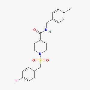 molecular formula C21H25FN2O3S B11327811 1-[(4-fluorobenzyl)sulfonyl]-N-(4-methylbenzyl)piperidine-4-carboxamide 