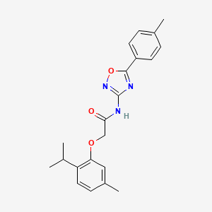 molecular formula C21H23N3O3 B11327849 N-[5-(4-methylphenyl)-1,2,4-oxadiazol-3-yl]-2-[5-methyl-2-(propan-2-yl)phenoxy]acetamide 